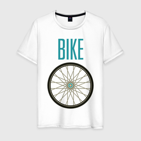 Мужская футболка хлопок с принтом Велосипед, колесо в Курске, 100% хлопок | прямой крой, круглый вырез горловины, длина до линии бедер, слегка спущенное плечо. | bike | байк | вело | велобайк | велосипед | велосипедные | велоспорт | для велосипеда | колесо | спорт