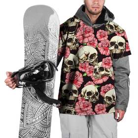 Накидка на куртку 3D с принтом Черепа и цветы , 100% полиэстер |  | flowers | skull | кости | кость | розы | скул | скулл | текстура | цветы | череп | черепа