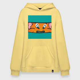 Худи SuperOversize хлопок с принтом Хэллоу в Курске, 70% хлопок, 30% полиэстер, мягкий начес внутри | карман-кенгуру, эластичная резинка на манжетах и по нижней кромке, двухслойный капюшон
 | hello | hi | звери | привет | тигр | хэллоу