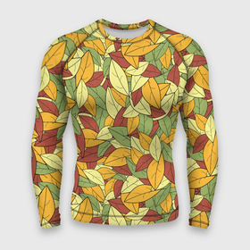 Мужской рашгард 3D с принтом Яркие осенние листья в Санкт-Петербурге,  |  | желтые | зеленые | золотая | красные | листья | осенний | осень | яркие