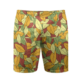 Мужские шорты спортивные с принтом Яркие осенние листья в Петрозаводске,  |  | желтые | зеленые | золотая | красные | листья | осенний | осень | яркие
