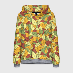 Мужская толстовка 3D с принтом Яркие осенние листья в Тюмени, 100% полиэстер | двухслойный капюшон со шнурком для регулировки, мягкие манжеты на рукавах и по низу толстовки, спереди карман-кенгуру с мягким внутренним слоем. | желтые | зеленые | золотая | красные | листья | осенний | осень | яркие