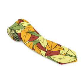 Галстук 3D с принтом Яркие осенние листья , 100% полиэстер | Длина 148 см; Плотность 150-180 г/м2 | желтые | зеленые | золотая | красные | листья | осенний | осень | яркие