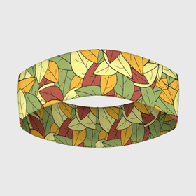 Повязка на голову 3D с принтом Яркие осенние листья в Екатеринбурге,  |  | желтые | зеленые | золотая | красные | листья | осенний | осень | яркие