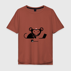 Мужская футболка хлопок Oversize с принтом JS макака в Новосибирске, 100% хлопок | свободный крой, круглый ворот, “спинка” длиннее передней части | javascript | js | macaque | джава | жава | прога | прогер | скрипт | ява