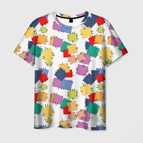 Мужская футболка 3D с принтом Ретро  узор-заплатки.  , 100% полиэфир | прямой крой, круглый вырез горловины, длина до линии бедер | деревенский | детский | для малышей | заплатки | пэчворк | разноцветный узор | ретро