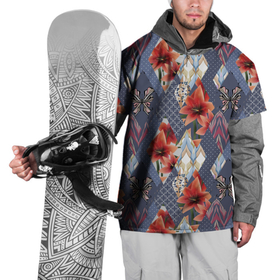 Накидка на куртку 3D с принтом Оранжево-серый пэчворк в Тюмени, 100% полиэстер |  | Тематика изображения на принте: деревенский | заплатки | лоскутное одеяло | лоскутное шитье | лоскуты | пэчворк | ретро | рустик