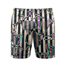 Мужские шорты спортивные с принтом Полосатый абстрактный узор ,  |  | абстрактный | креативный | молодежный | полосатый | разноцветный | рустик | современный