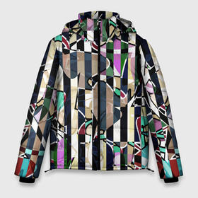 Мужская зимняя куртка 3D с принтом Полосатый абстрактный узор в Екатеринбурге, верх — 100% полиэстер; подкладка — 100% полиэстер; утеплитель — 100% полиэстер | длина ниже бедра, свободный силуэт Оверсайз. Есть воротник-стойка, отстегивающийся капюшон и ветрозащитная планка. 

Боковые карманы с листочкой на кнопках и внутренний карман на молнии. | абстрактный | креативный | молодежный | полосатый | разноцветный | рустик | современный