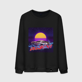Мужской свитшот хлопок с принтом Delorean style в Тюмени, 100% хлопок |  | car | delorean | dmc | lightning | neon | sunset | thunder | автомобиль | делореан | закат | машина | молния | неон | солнце