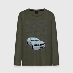 Мужской лонгслив хлопок с принтом BMW E46 черные надписи в Кировске, 100% хлопок |  | bmw | e46 | m3 | авто | автомобили | бмв | е46 | м3 | машины