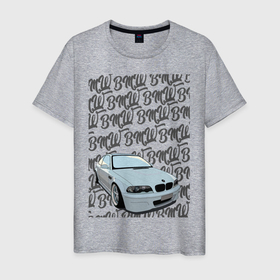 Мужская футболка хлопок с принтом BMW E46 черные надписи в Кировске, 100% хлопок | прямой крой, круглый вырез горловины, длина до линии бедер, слегка спущенное плечо. | bmw | e46 | m3 | авто | автомобили | бмв | е46 | м3 | машины