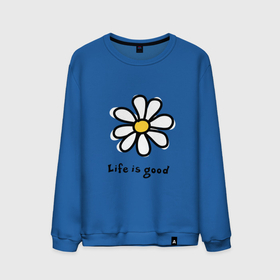 Мужской свитшот хлопок с принтом LIFE IS GOOD в Белгороде, 100% хлопок |  | life is good | жизнь | растение | ромашка | цветок | цветочки