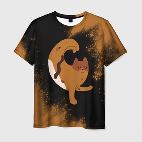 Мужская футболка 3D с принтом Кошачья Йога - Взрыв в Курске, 100% полиэфир | прямой крой, круглый вырез горловины, длина до линии бедер | cat | cats | yoga | взрыв | дзен | инь | йога | кот | коты | кошачья | кошка | кошки | краска | намасте | практика | расслабление | хамса | янь