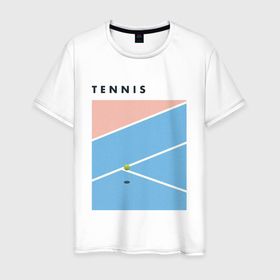 Мужская футболка хлопок с принтом Теннис большой в Тюмени, 100% хлопок | прямой крой, круглый вырез горловины, длина до линии бедер, слегка спущенное плечо. | tennis | большой | большой теннис | спорт | спортивная | теннис | теннисная