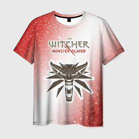 Мужская футболка 3D с принтом The Witcher Monster Slayer - Noise в Екатеринбурге, 100% полиэфир | прямой крой, круглый вырез горловины, длина до линии бедер | Тематика изображения на принте: game | games | hunt | logo | monster | slayer | the | wild | witcher | ведьмак | дикая | игра | игры | лого | охота | охотник на монстров | шум
