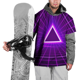 Накидка на куртку 3D с принтом Фон в стиле ретро 80-х в Тюмени, 100% полиэстер |  | дискотека | музыка | огни треугольной сетки | технологии | фанки | форма треугольника