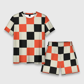 Мужской костюм с шортами 3D с принтом Образец шахматной доски в Курске,  |  | Тематика изображения на принте: блоки | вектор | геометрический | графический | модульный | символ | узор | шахматная доска