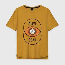 Мужская футболка хлопок Oversize с принтом Между жизнью и смертью в Тюмени, 100% хлопок | свободный крой, круглый ворот, “спинка” длиннее передней части | kenny | south park | кени | кенни | маккормик | мульт | мультфильм | южный парк