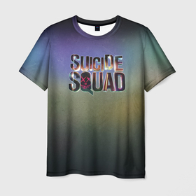 Мужская футболка 3D с принтом SUICIDE SQUAD 2016 лого металл , 100% полиэфир | прямой крой, круглый вырез горловины, длина до линии бедер | dc | dc comics | harley | harley quinn | suicide squad | диси | дэдшот | капитан бумеранг | киновселенная диси | харли | харли квинн | харли куинн