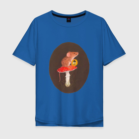 Мужская футболка хлопок Oversize с принтом Ночное путешествие в Кировске, 100% хлопок | свободный крой, круглый ворот, “спинка” длиннее передней части | арт | гриб | мухомор | мышка | мышь | ночь | природа | рисунок | фонарь
