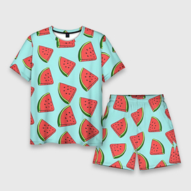 Мужской костюм с шортами 3D с принтом Дольки арбузов в Екатеринбурге,  |  | Тематика изображения на принте: арбуз | дольки арбуза | еда | лето | фрукт | ягода