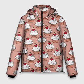 Мужская зимняя куртка 3D с принтом Вишенка на кексе в Екатеринбурге, верх — 100% полиэстер; подкладка — 100% полиэстер; утеплитель — 100% полиэстер | длина ниже бедра, свободный силуэт Оверсайз. Есть воротник-стойка, отстегивающийся капюшон и ветрозащитная планка. 

Боковые карманы с листочкой на кнопках и внутренний карман на молнии. | Тематика изображения на принте: вафля | вишенка | выпечка | для девушек | еда | кекс | кексик | маффин | пирожное | рисунок