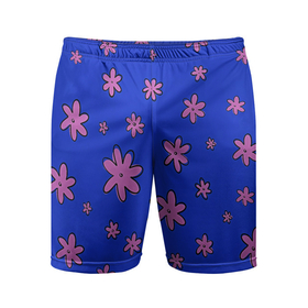 Мужские шорты спортивные с принтом Цветочки рисованные ,  |  | fashion | flower | девушкам | детская | детям | мода | ромашки | фэшн | цветок | цветочки | цветы