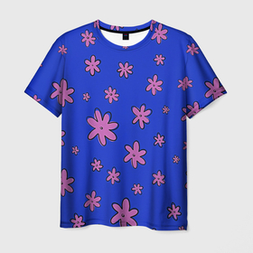 Мужская футболка 3D с принтом Цветочки рисованные в Санкт-Петербурге, 100% полиэфир | прямой крой, круглый вырез горловины, длина до линии бедер | fashion | flower | девушкам | детская | детям | мода | ромашки | фэшн | цветок | цветочки | цветы