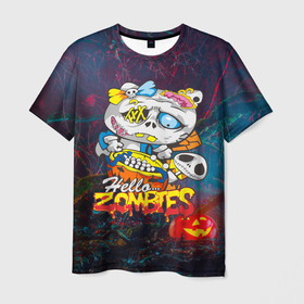 Мужская футболка 3D с принтом Hello Zombies , 100% полиэфир | прямой крой, круглый вырез горловины, длина до линии бедер | hello kitty | hello zombies | зомбак | зомби | китти | ужасы | хеллоуин | хэллоуин