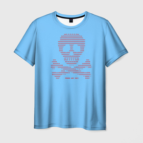 Мужская футболка 3D с принтом DDOS attack в Екатеринбурге, 100% полиэфир | прямой крой, круглый вырез горловины, длина до линии бедер | Тематика изображения на принте: anonymous | blue screen of death | анонимусы | атака | дудос | красный | мем | синий | череп