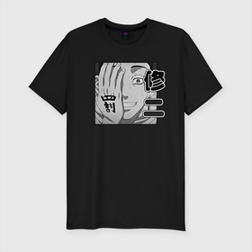 Мужская футболка хлопок Slim с принтом Токийские Мстители Ханма в Петрозаводске, 92% хлопок, 8% лайкра | приталенный силуэт, круглый вырез ворота, длина до линии бедра, короткий рукав | shuuji hanma | вальхалла | свастика | сюдзи | ханма