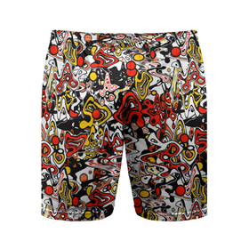 Мужские шорты спортивные с принтом Абстрактный разноцветный узор ,  |  | абстрактный | граффити | желтый | красный | мазня | молодежный | популярный | разноцветный | рисунок | современный | черный