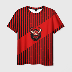 Мужская футболка 3D с принтом Red wood в Тюмени, 100% полиэфир | прямой крой, круглый вырез горловины, длина до линии бедер | бамбук | голова | демон | лес | мифология | они
