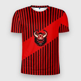 Мужская футболка 3D спортивная с принтом Red wood в Белгороде, 100% полиэстер с улучшенными характеристиками | приталенный силуэт, круглая горловина, широкие плечи, сужается к линии бедра | бамбук | голова | демон | лес | мифология | они