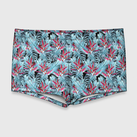 Мужские купальные плавки 3D с принтом Розово голубой тропический , Полиэстер 85%, Спандекс 15% |  | Тематика изображения на принте: листья | листья монстеры | монстера | папоротник | пляжный | тропический | цветочный
