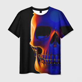 Мужская футболка 3D с принтом Череп/Scull в Екатеринбурге, 100% полиэфир | прямой крой, круглый вырез горловины, длина до линии бедер | rock | skull | рок | синий | цветной | череп | эксклюзив