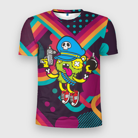 Мужская футболка 3D спортивная с принтом Crazy Bomberman в Курске, 100% полиэстер с улучшенными характеристиками | приталенный силуэт, круглая горловина, широкие плечи, сужается к линии бедра | Тематика изображения на принте: bomberman | crazy | бомба | бомбермен | бомбермэн | оружие