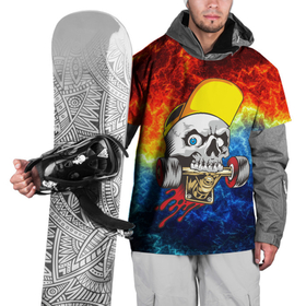 Накидка на куртку 3D с принтом Череп со скейтом в Тюмени, 100% полиэстер |  | Тематика изображения на принте: extreme | скейт | скейтер | скелет | скорость | череп | экстрим