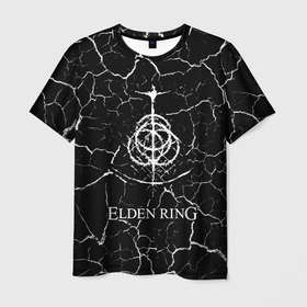 Мужская футболка 3D с принтом Elden Ring - Cracks в Петрозаводске, 100% полиэфир | прямой крой, круглый вырез горловины, длина до линии бедер | action | elden | game | games | playstation | ring | rpg | игра | игры | мрамор | плейстейшн | ринг | рпг | трещины | экшн | элден