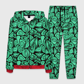 Мужской костюм 3D с принтом Зеленый абстрактный узор в Санкт-Петербурге, 100% полиэстер | Манжеты и пояс оформлены тканевой резинкой, двухслойный капюшон со шнурком для регулировки, карманы спереди | абстрактный | в горошек | граффити | детский современный | зелено черный | простой | ретро