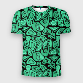 Мужская футболка 3D спортивная с принтом Зеленый абстрактный узор , 100% полиэстер с улучшенными характеристиками | приталенный силуэт, круглая горловина, широкие плечи, сужается к линии бедра | абстрактный | в горошек | граффити | детский современный | зелено черный | простой | ретро
