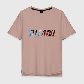 Мужская футболка хлопок Oversize с принтом Bleach логотип в Петрозаводске, 100% хлопок | свободный крой, круглый ворот, “спинка” длиннее передней части | Тематика изображения на принте: bleach | банкай | ичиго куросаки | квинси | пустой | шинигами
