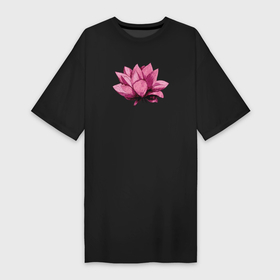Платье-футболка хлопок с принтом Лотус акварельный в Петрозаводске,  |  | delicate | flower | lines | lotus | pink | watercolor | акварель | линии | лотус | нежный | розовый | цветок
