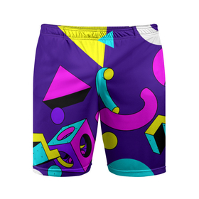 Мужские шорты спортивные с принтом Геометрические фигуры ,  |  | геометрический | красочный | мода | разноцветные 90 е | стиль | структура | текстура | ткань | узор | фон | цвет