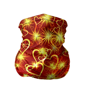 Бандана-труба 3D с принтом Любовный взрыв в Санкт-Петербурге, 100% полиэстер, ткань с особыми свойствами — Activecool | плотность 150‒180 г/м2; хорошо тянется, но сохраняет форму | Тематика изображения на принте: любовь | салют | сердечки | сердца | сердце | фейверк