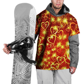 Накидка на куртку 3D с принтом Любовный взрыв в Тюмени, 100% полиэстер |  | любовь | салют | сердечки | сердца | сердце | фейверк