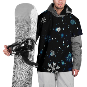 Накидка на куртку 3D с принтом А снег идёт  в Тюмени, 100% полиэстер |  | а снег идёт | ночь | снег | снегопад | снежинки | узор