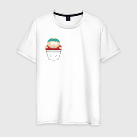 Мужская футболка хлопок с принтом Картман в кармане , 100% хлопок | прямой крой, круглый вырез горловины, длина до линии бедер, слегка спущенное плечо. | cartman | south park | мульт | мультфильм | эрик картман | южный парк