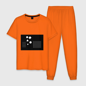 Мужская пижама хлопок с принтом Черно-белые фигуры 3D в Тюмени, 100% хлопок | брюки и футболка прямого кроя, без карманов, на брюках мягкая резинка на поясе и по низу штанин
 | геометрический | красочный | мода.3d | стиль | структура | текстура | ткань | узор | фон | цвет